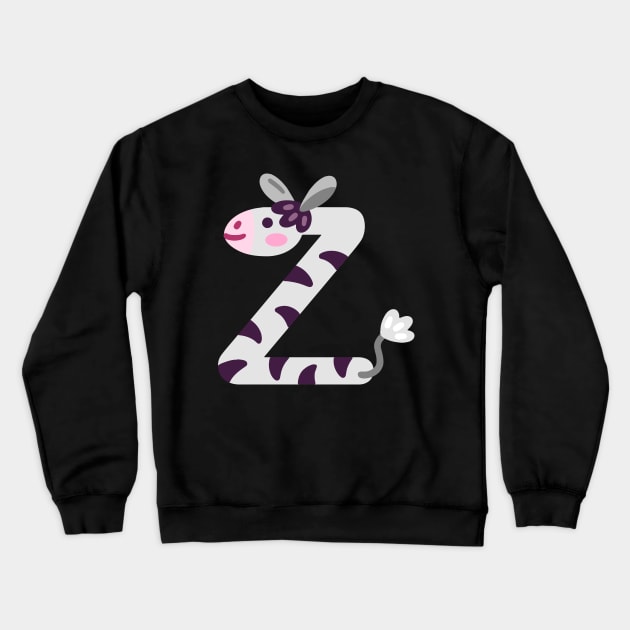 Letter Z zebra animal alphabet back to school Crewneck Sweatshirt by AwesomeDesignArt